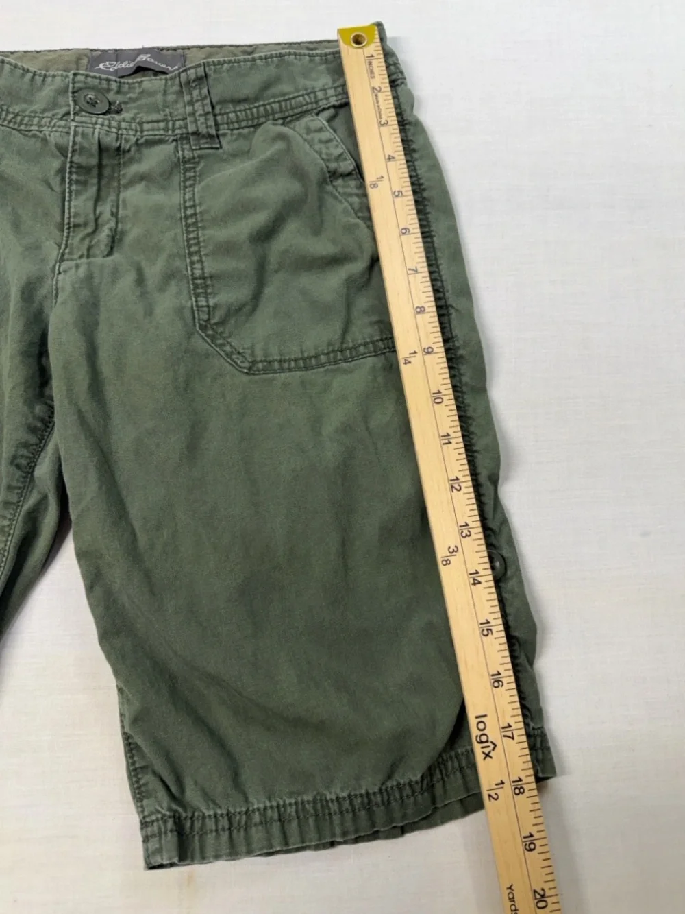 Eddie Bauer: Adjustable Length Shorts, Army Green 100% Cotton, Women’s Size: 2 - Picture 5 of 9